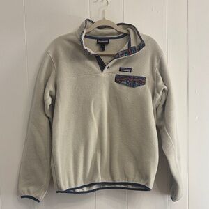 Patagonia Cream and Blue Men's Fleece Sweater
